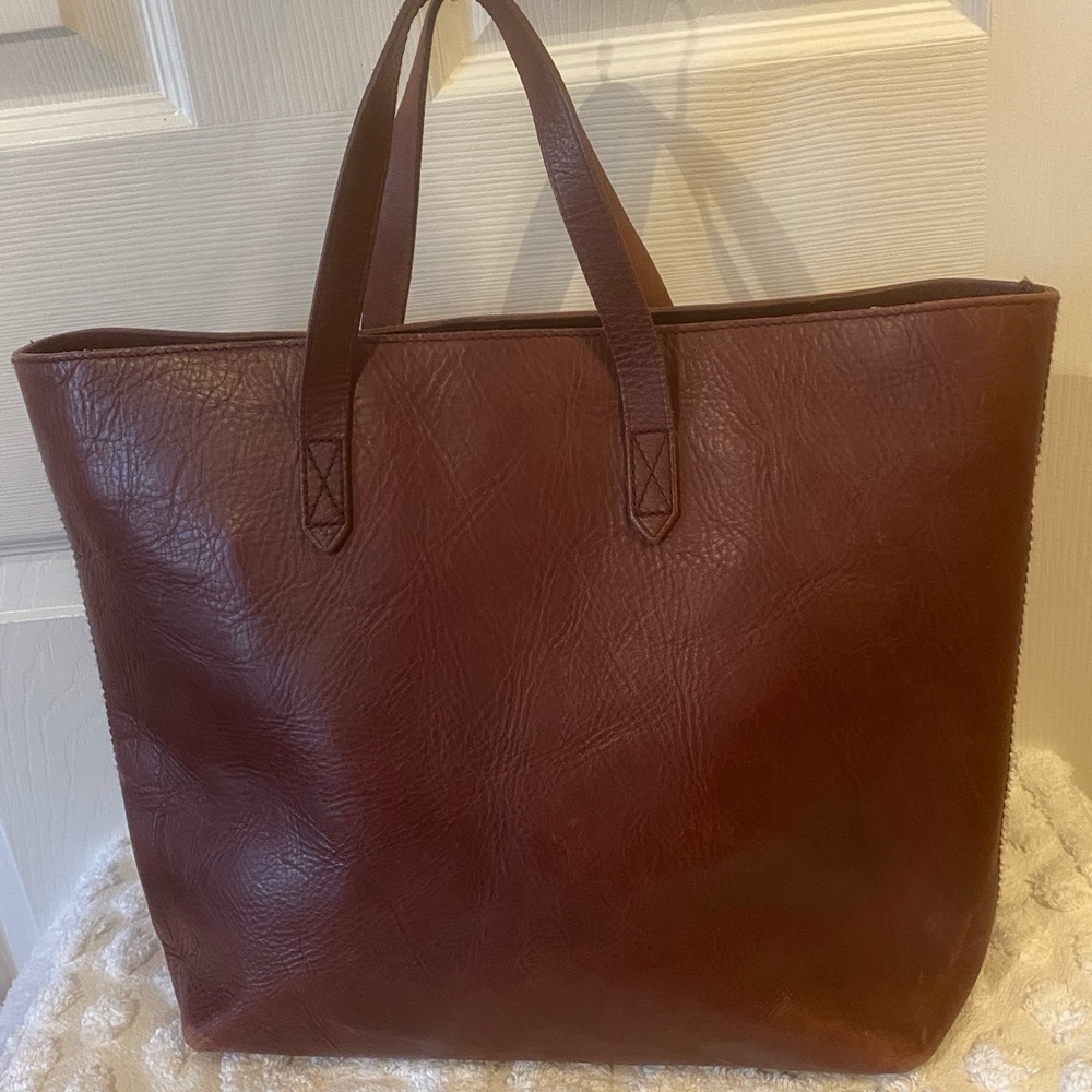 Madewell Large Zip-Top Transport Tote Handbag Burgundy